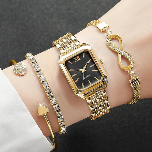 4PCS Women Quartz Watches Bracelets Set(Without Box)