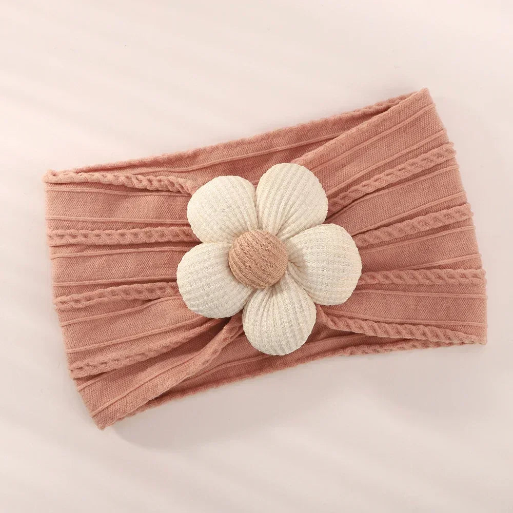 1Pc Baby Nylon Headscarf Astique Suitable Newborn Girl Flower Handmade Headband Elastic Hairband Turban Toddler Hair Accessories