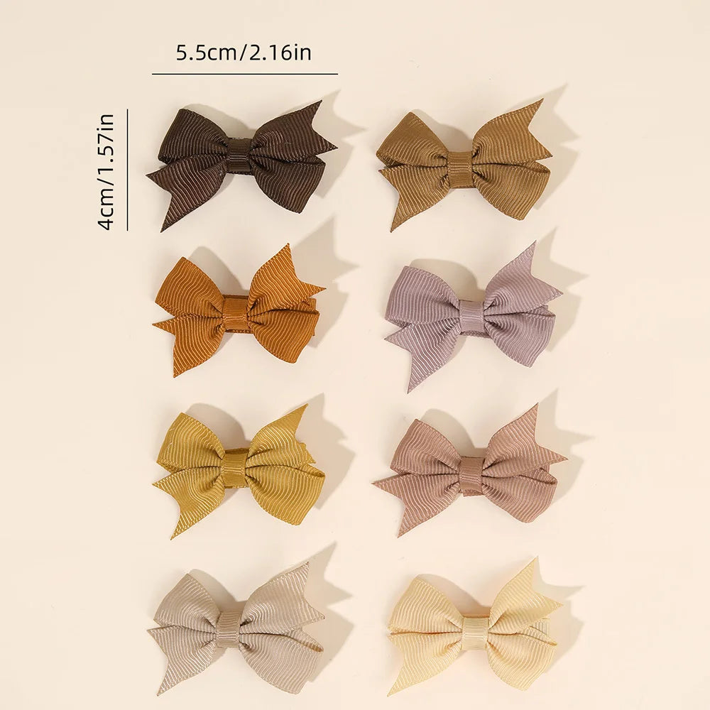 24Pcs Baby Girls Solid Bow Hair Clips Cute Mini Grosgrain Ribbons