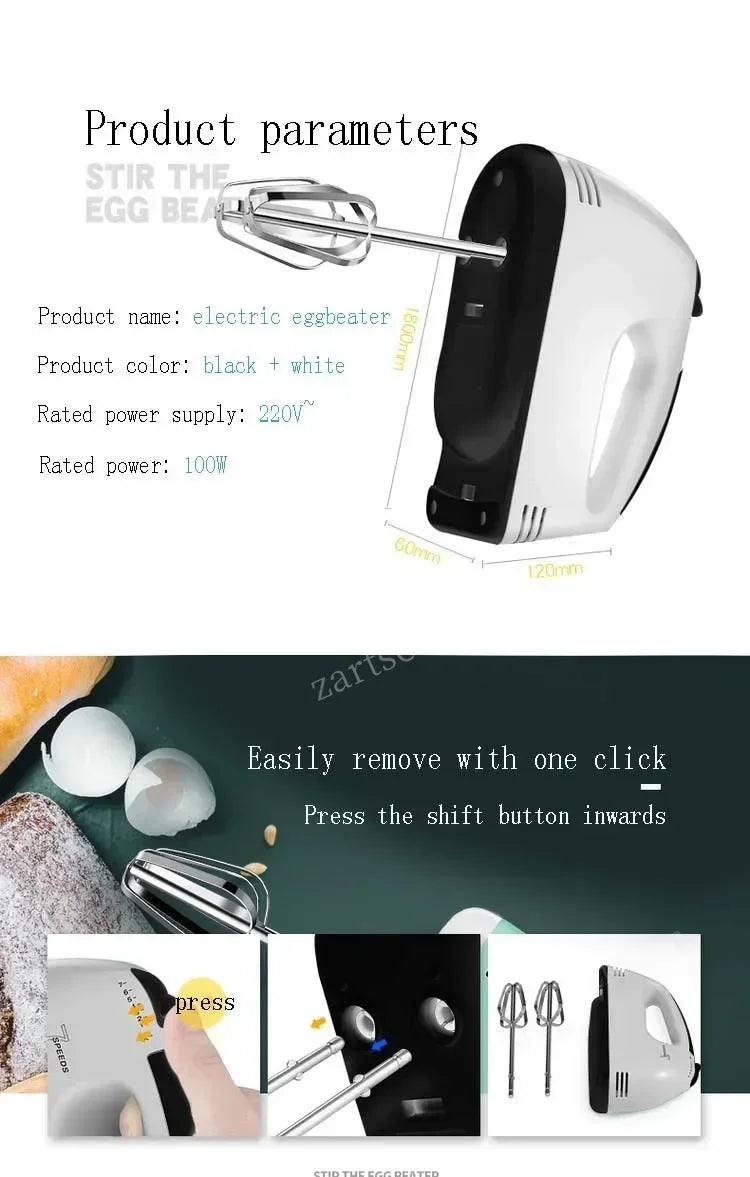 Multifunctional 7 Speed Mini Mixer Electric, Automatic Cream Food Cake Baking Dough Mixer