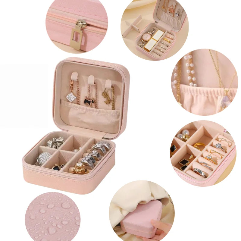 Solid Color PU Leather Material Jewelry Storage Box