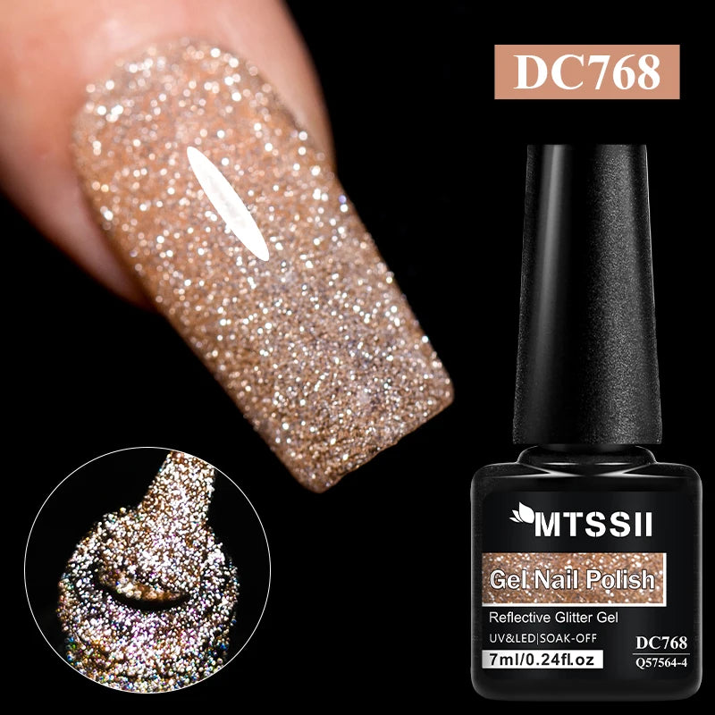 Gold Sliver Reflective Nail Gel Polish