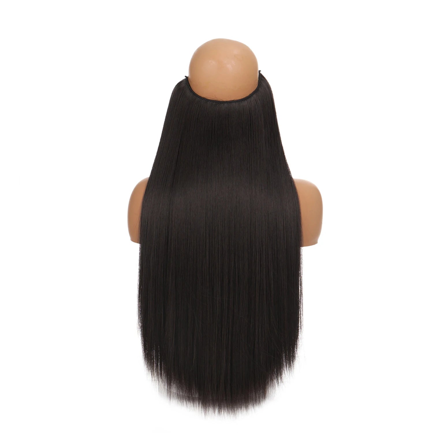 No Clip In Hair Extensions Fish Line Straight Curly Wig