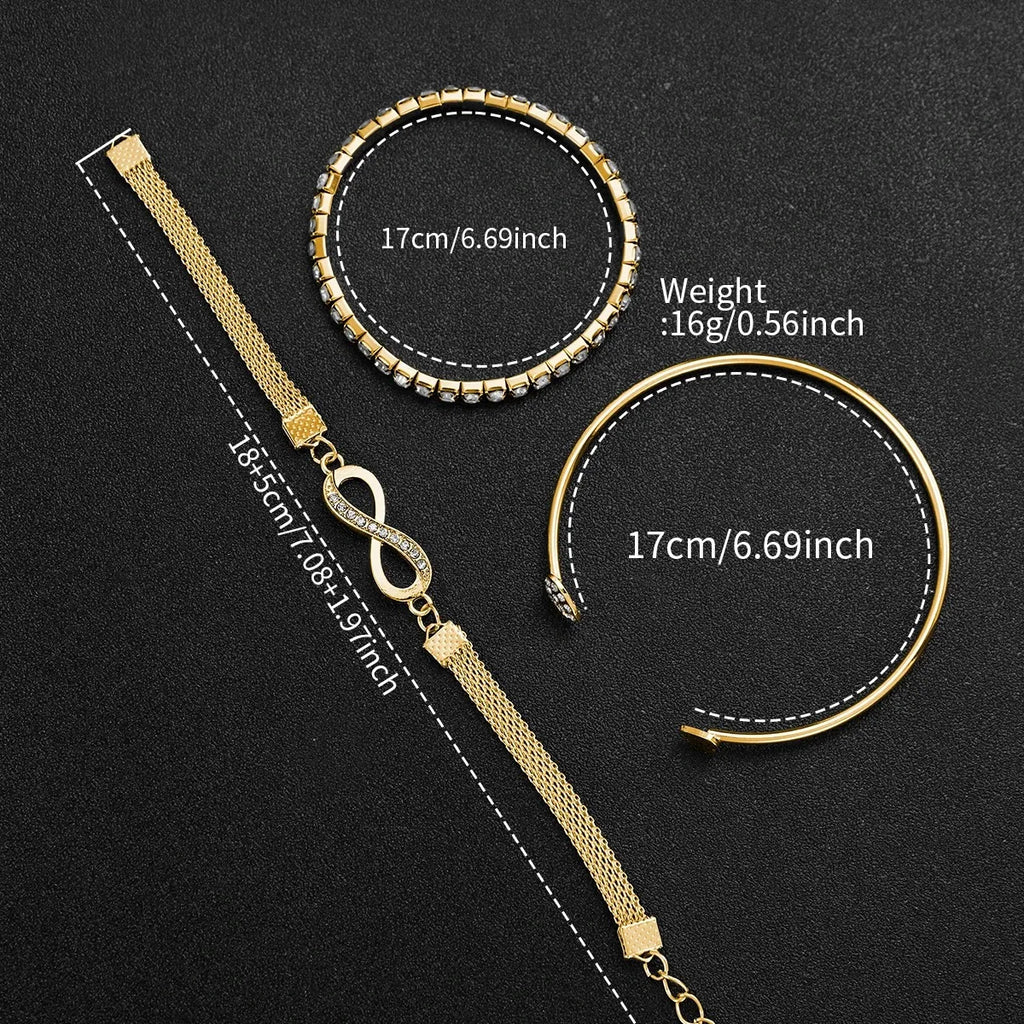 4PCS Women Quartz Watches Bracelets Set(Without Box)