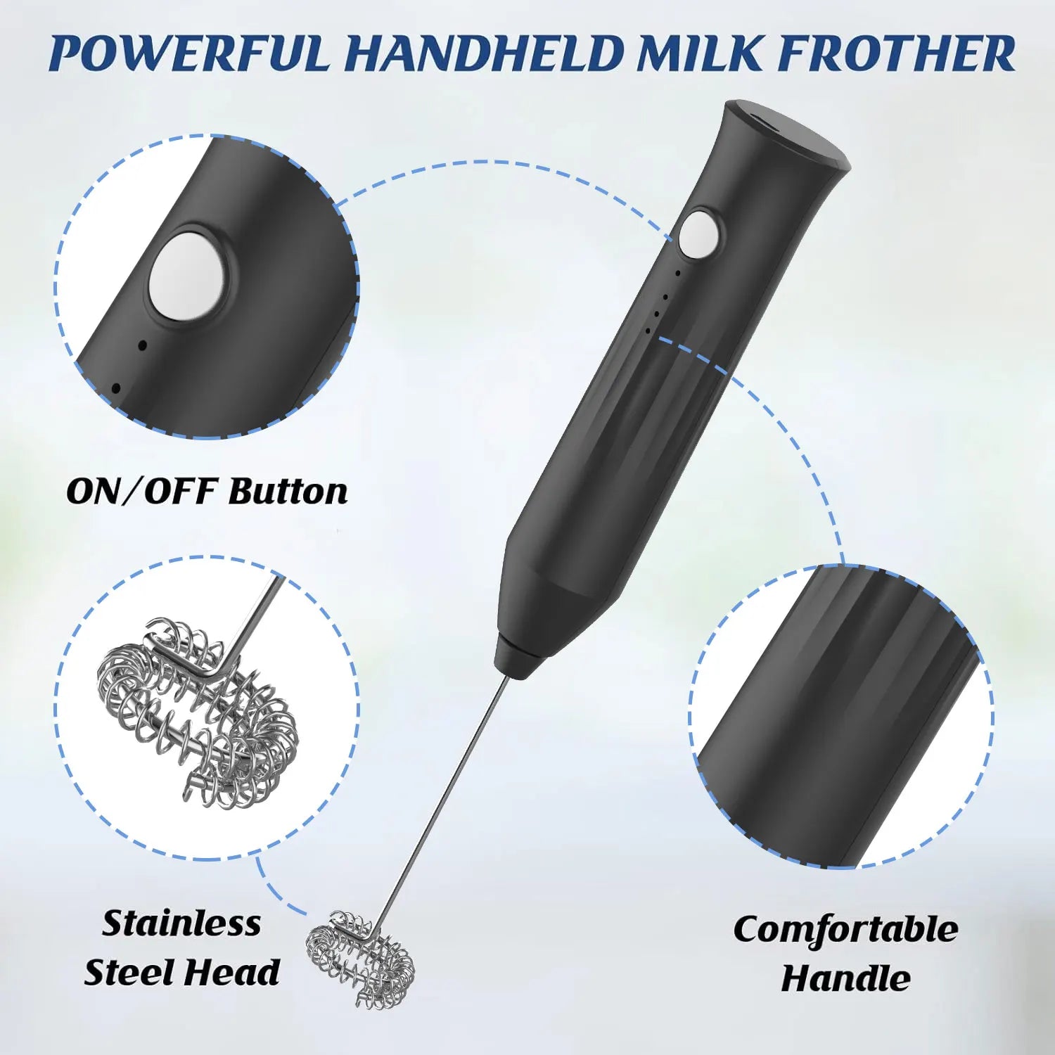 MINI Milk Frother USB Rechargeable 3 Speeds Foam Maker Coffee Whisk Mixer