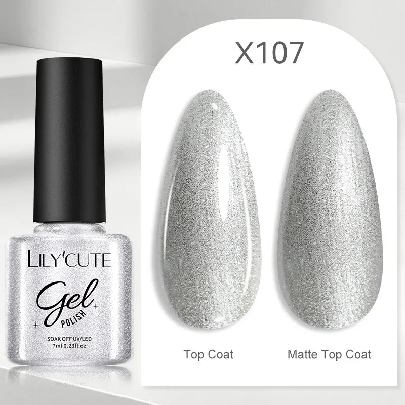 LILYCUTE Nude Crystal Rubber Base Gel Nail Polish