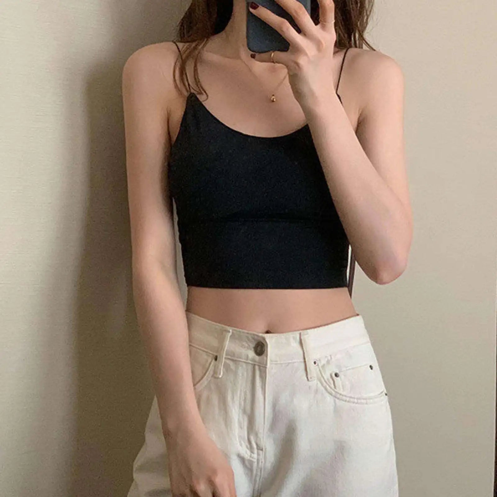 1pc Women Sexy Solid Color Camisole Ice Silk Tube Seamless