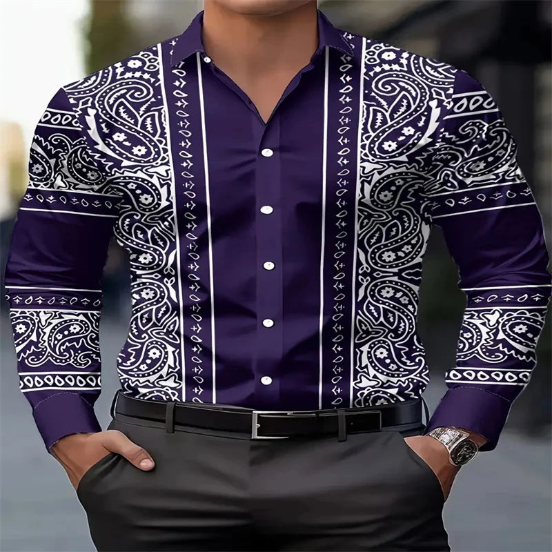 Men's Fashion Printed Shirt Retro Style, New 2026 fashion