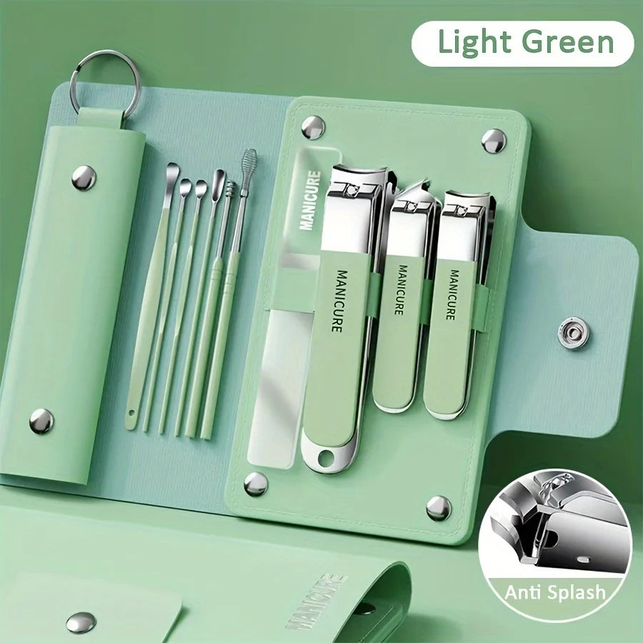 Ouriner 6-18Pcs Portable Manicure Sets Pedicure Kits Bright Black Nail Clipper set
