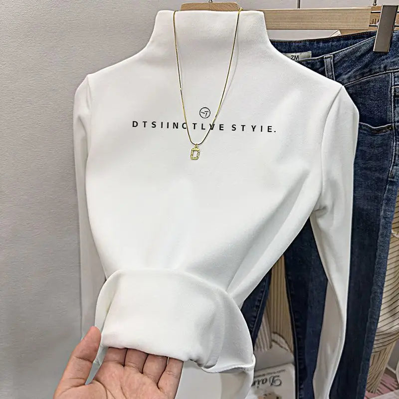 Gray Double-Sided Cashmere Base Shirt Women's Slim Fit with 100% cotton