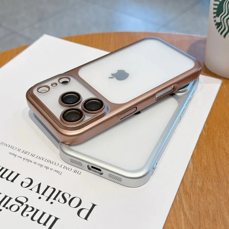 Phone Case For iPhone Air 17 Pro Max 16 15 14 Plating Frame Lens Glass