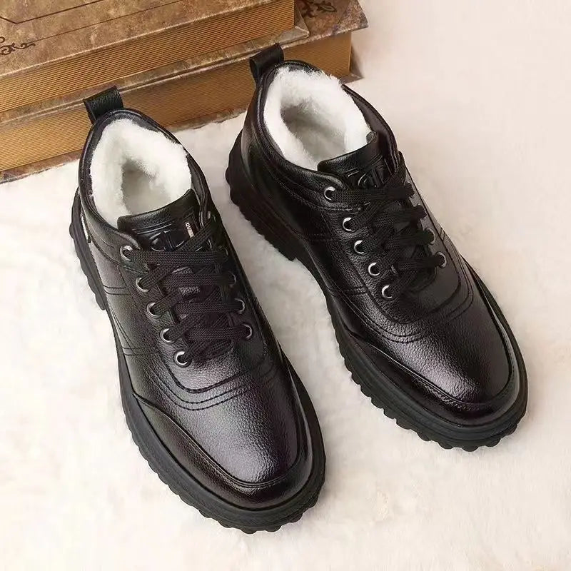 Men's Winter Thickened Warmth Casual Shoes,Leather Shoes