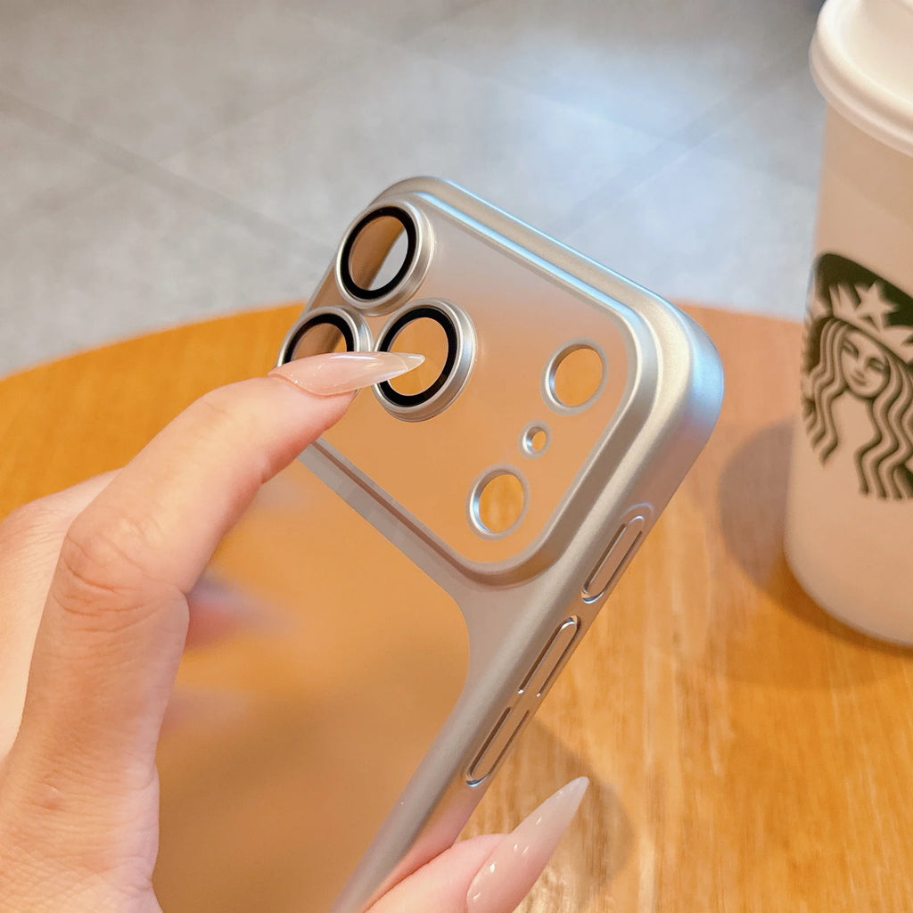 Phone Case For iPhone Air 17 Pro Max 16 15 14 Plating Frame Lens Glass