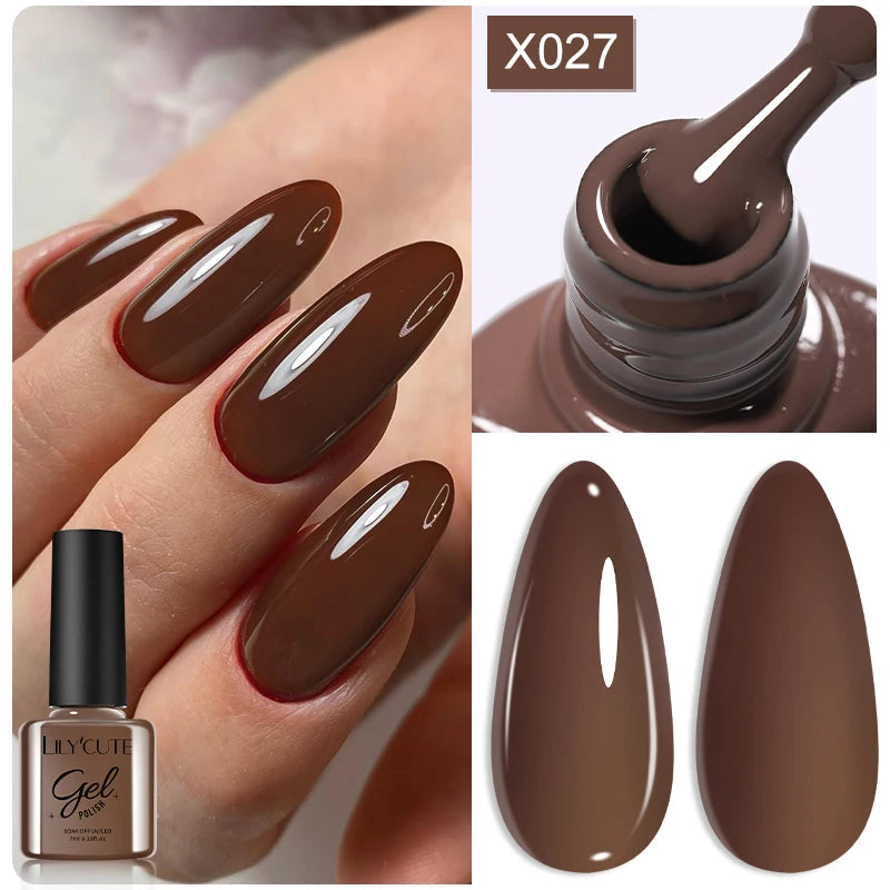 LILYCUTE Nude Crystal Rubber Base Gel Nail Polish