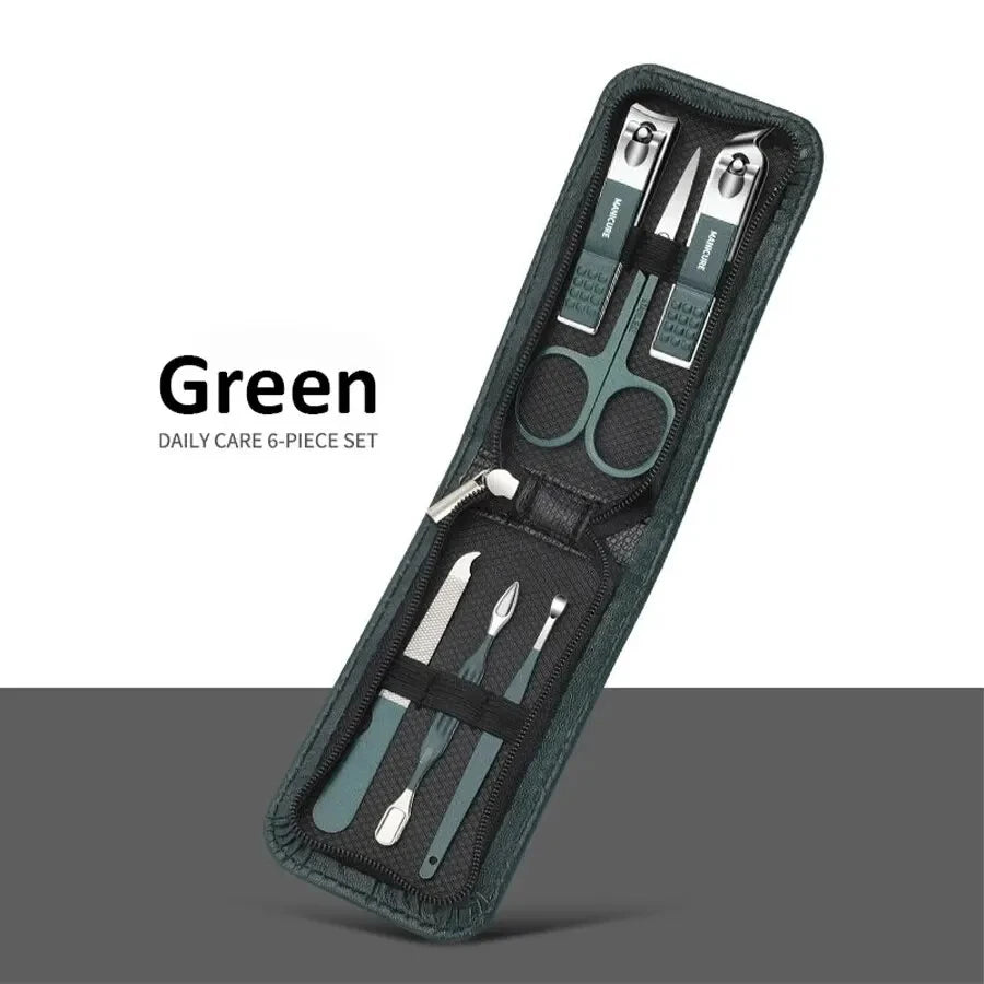 Ouriner 6-18Pcs Portable Manicure Sets Pedicure Kits Bright Black Nail Clipper set