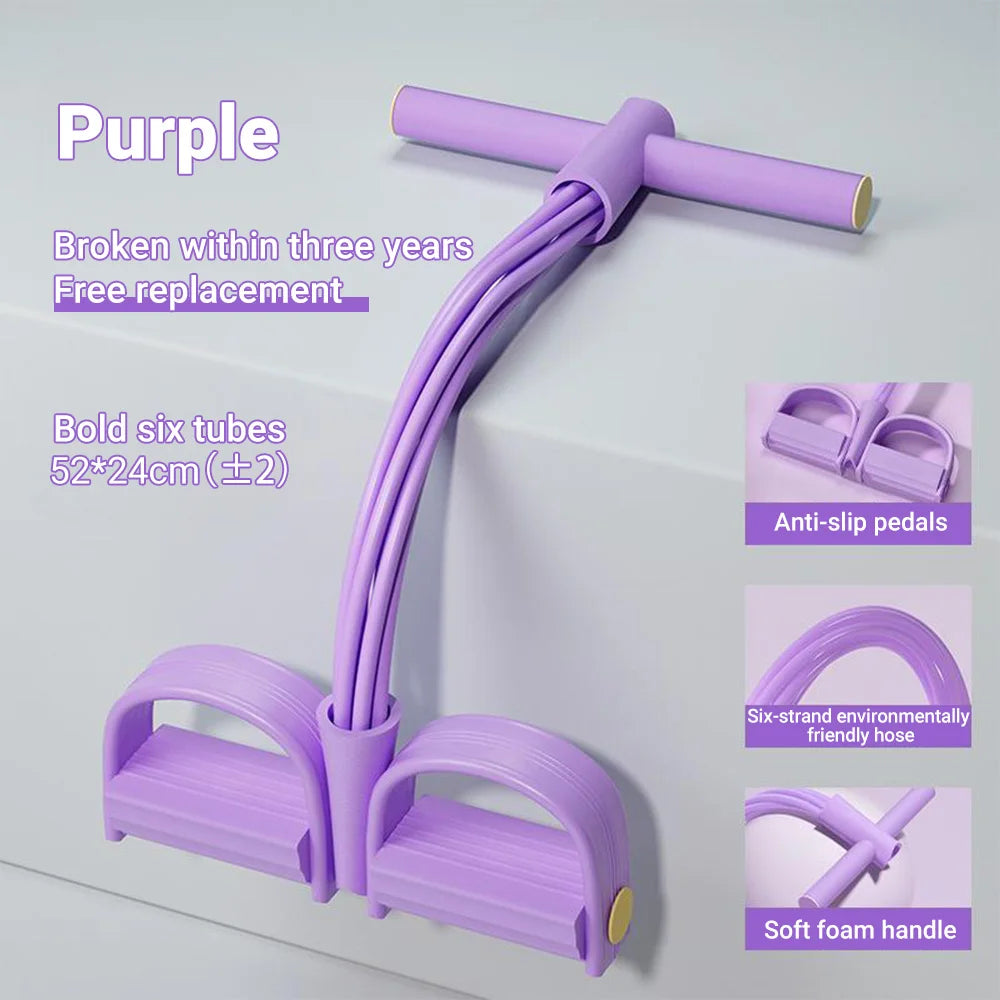 Multifunction Tension Rope, 6-Tube Elastic Yoga Pedal