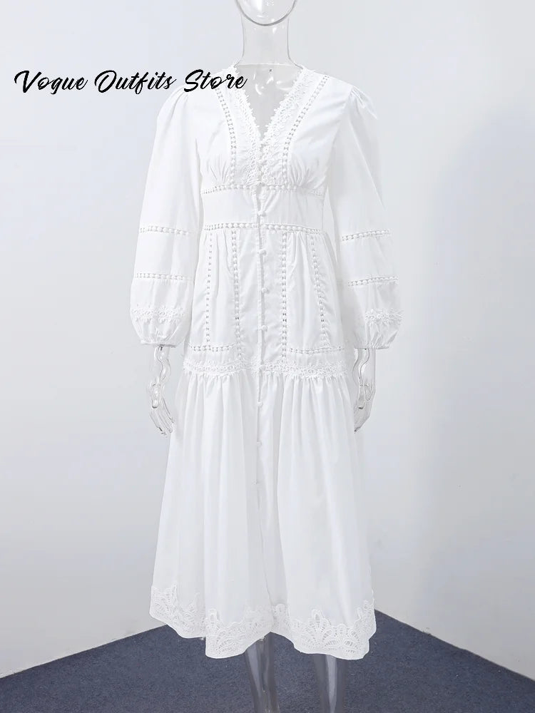 Casual Hollow Out Flower Women Dress