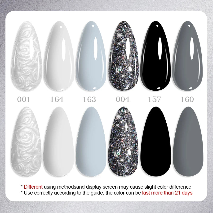 1/6Pcs Grey White Color Nail Gel Polish