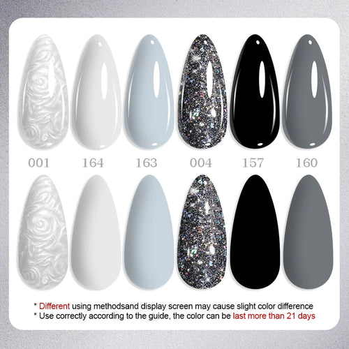 1/6Pcs Grey White Color Nail Gel Polish