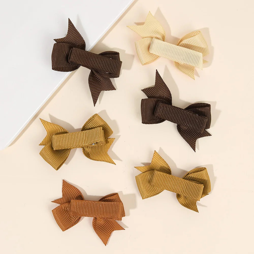 24Pcs Baby Girls Solid Bow Hair Clips Cute Mini Grosgrain Ribbons