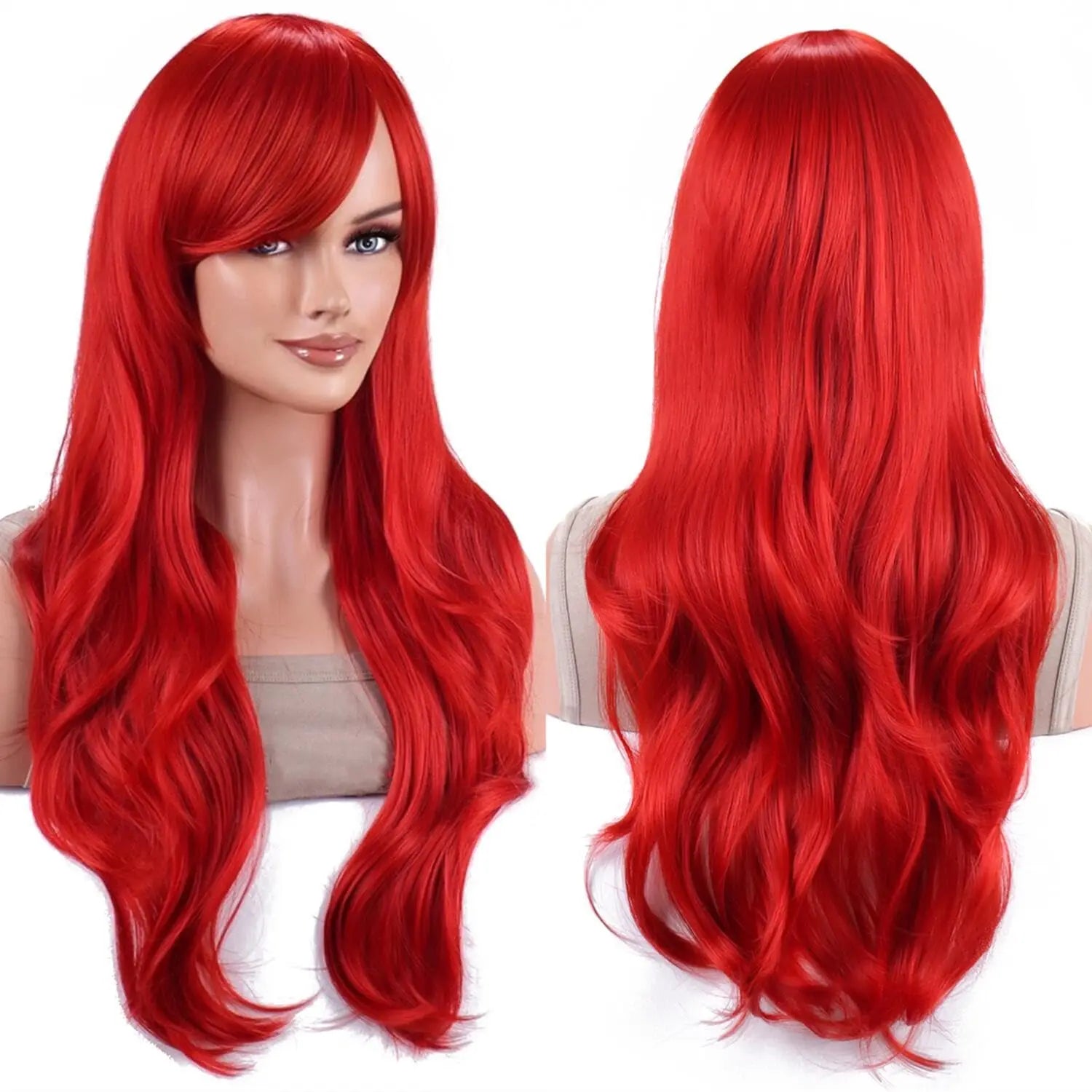 Long Red Curly Body Wave Wig