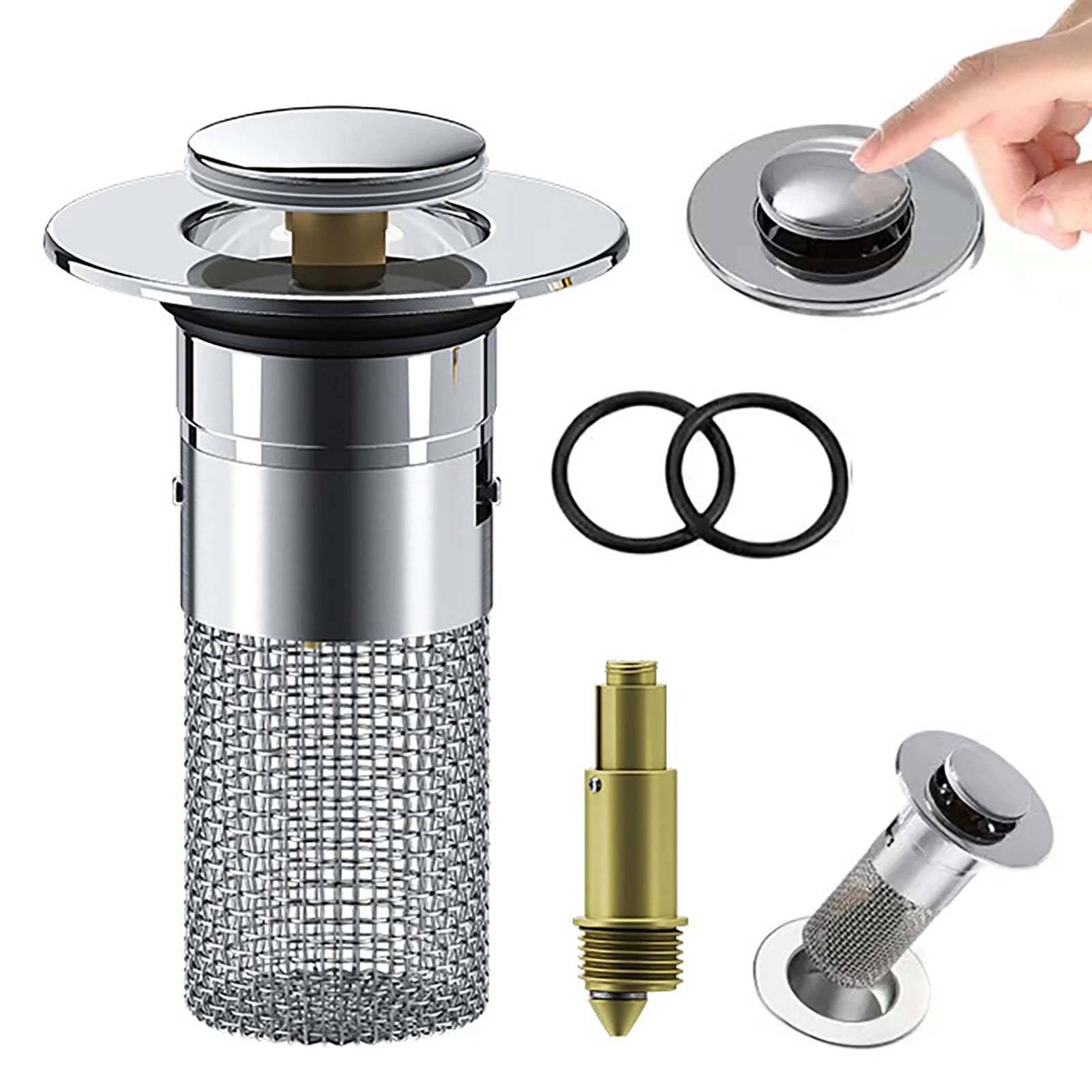 Bathroom Sink Plug Stopper Stainless Steel Filter Basket
