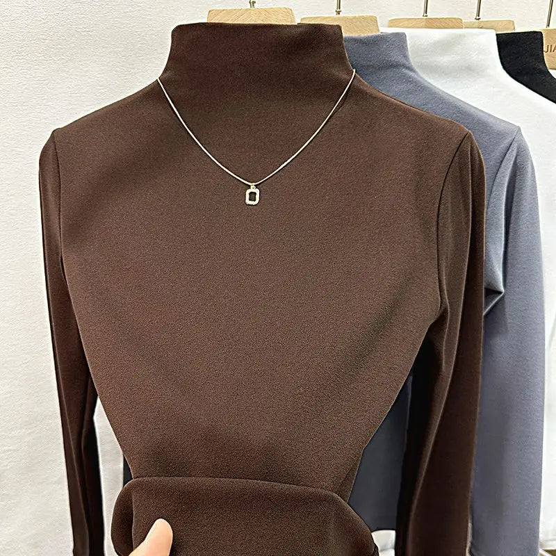 Gray Double-Sided Cashmere Base Shirt Women's Slim Fit with 100% cotton