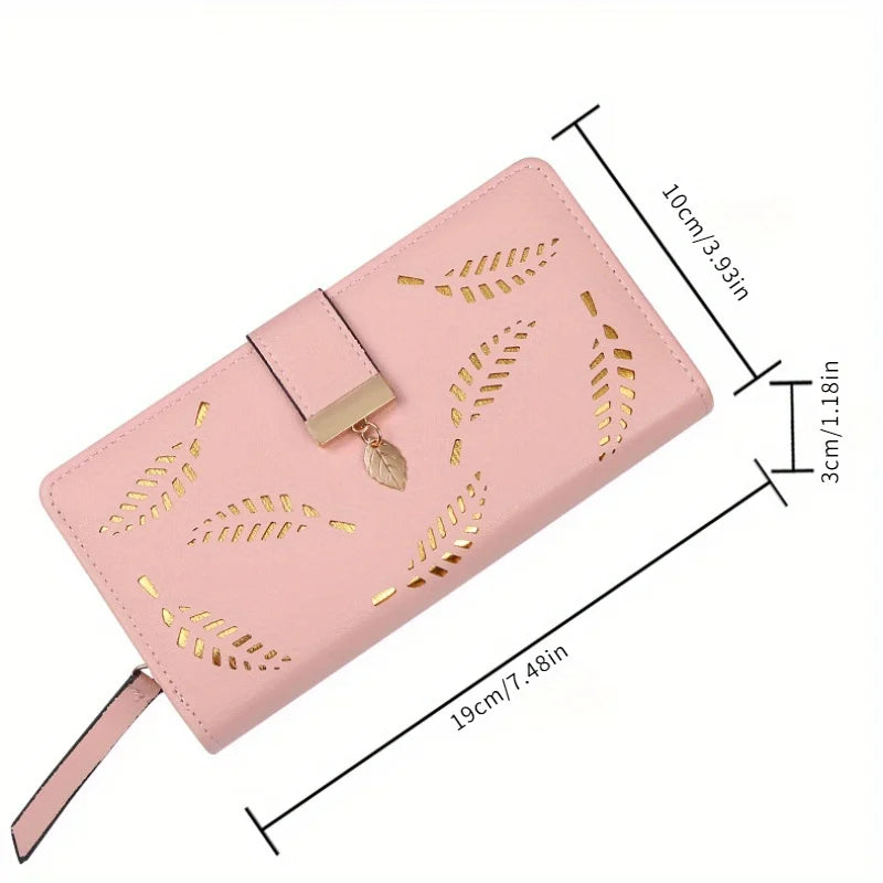 Elegant Women's Wallet With Hollowed-Out Leaf Design
