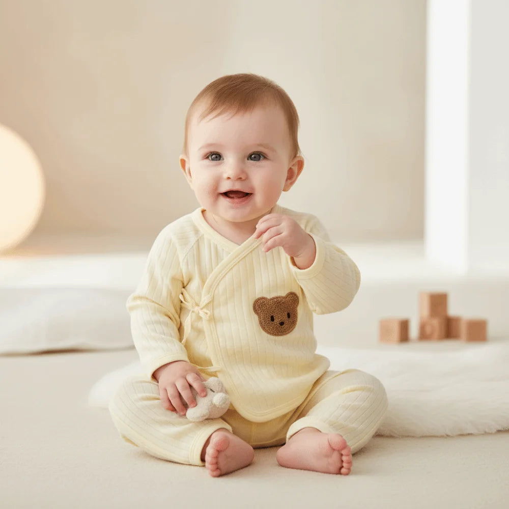 2Pcs/set Cartoon Bear Baby Cardigans Sets Soft Cotton 0-6 Months