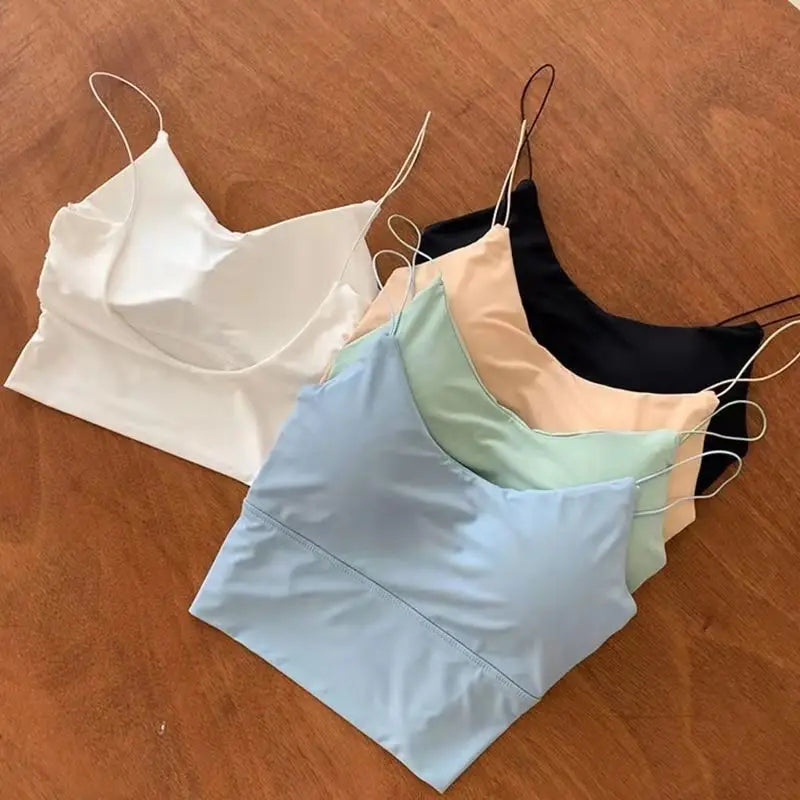 1pc Women Sexy Solid Color Camisole Ice Silk Tube Seamless