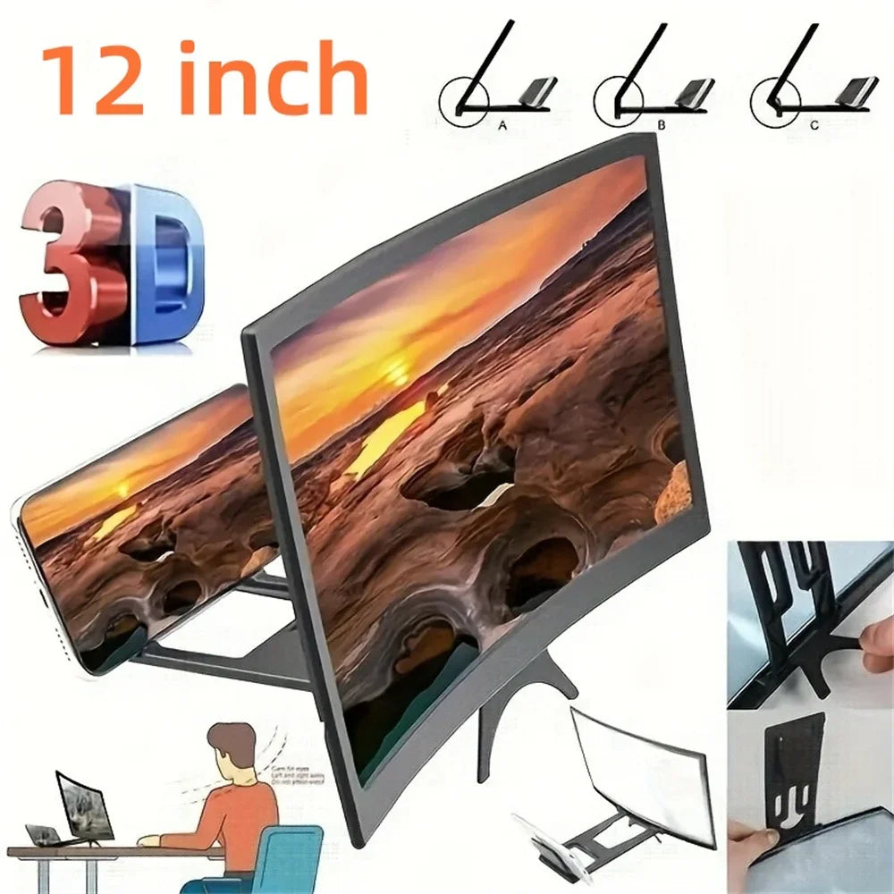 3D Mobile Phone Screen,12 Inch Enlarged Screen Foldable Holder