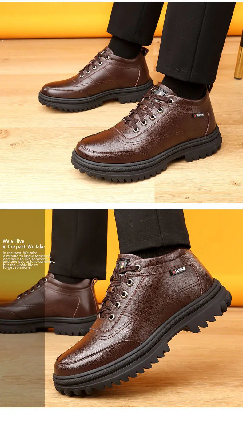 Men's Winter Thickened Warmth Casual Shoes,Leather Shoes