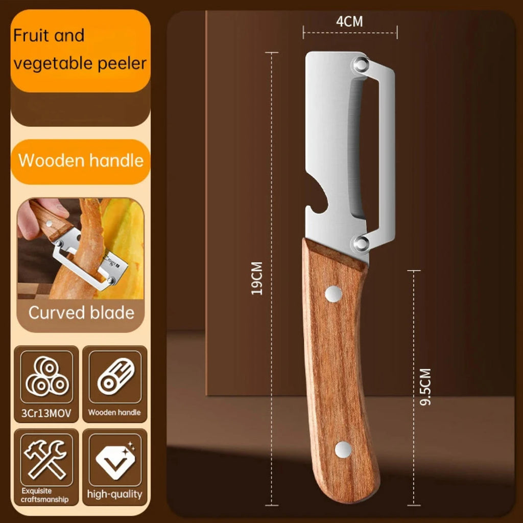 Stainless steel peeler slicing fruits and vegetables
