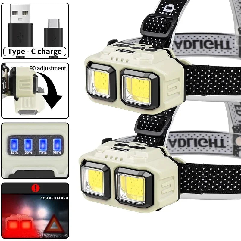 Powerful LED HeadlampTorch USB Rechargeable Flashlight