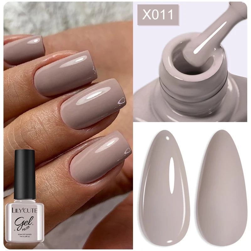 LILYCUTE Nude Crystal Rubber Base Gel Nail Polish