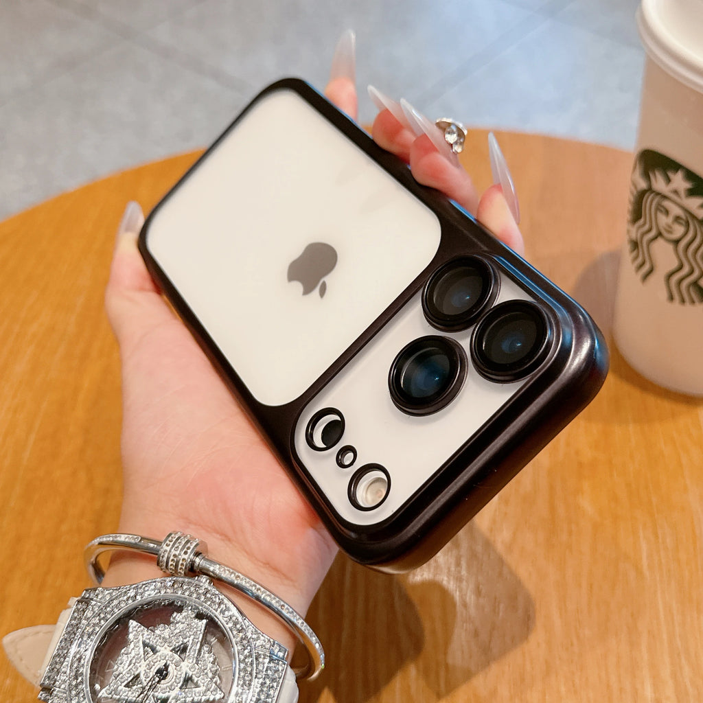 Phone Case For iPhone Air 17 Pro Max 16 15 14 Plating Frame Lens Glass