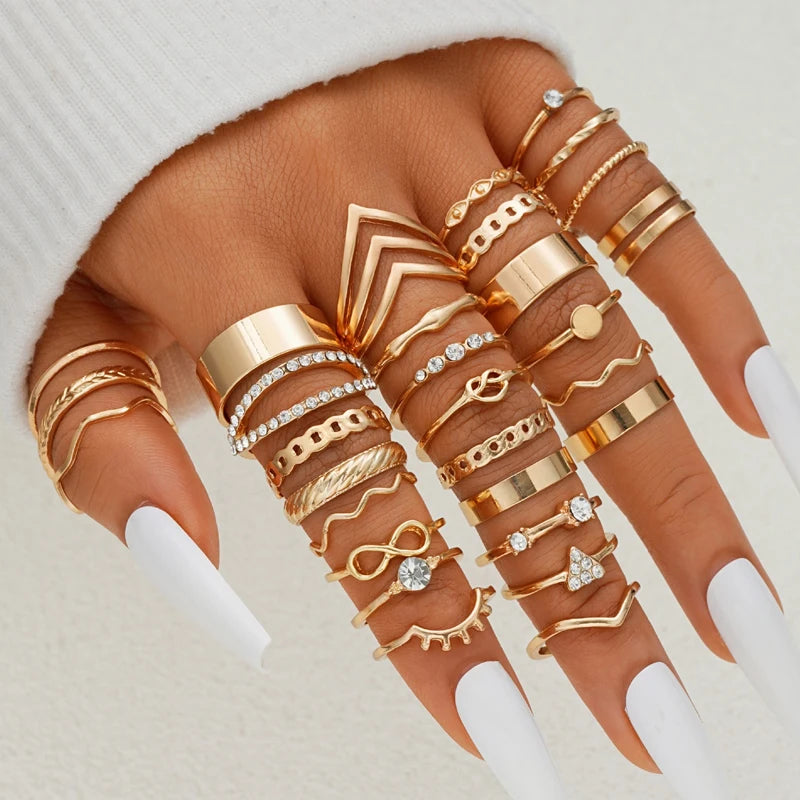 58PCS Vintage Heart Snake Butterfly Rings Set for Women