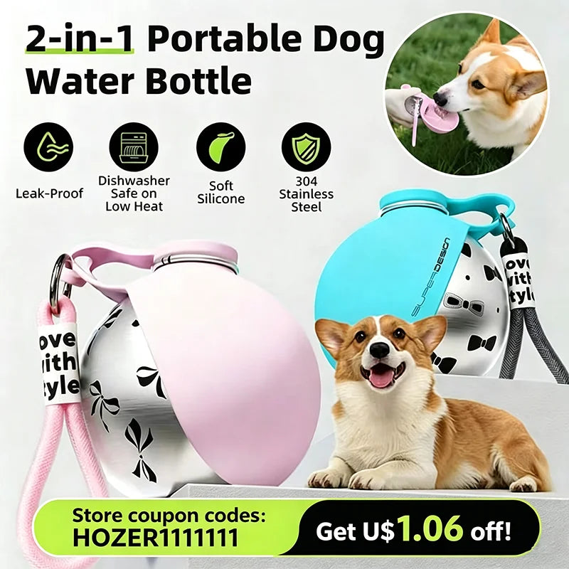 Proof Compact Dog Travel Water Bottle for Small Dogs