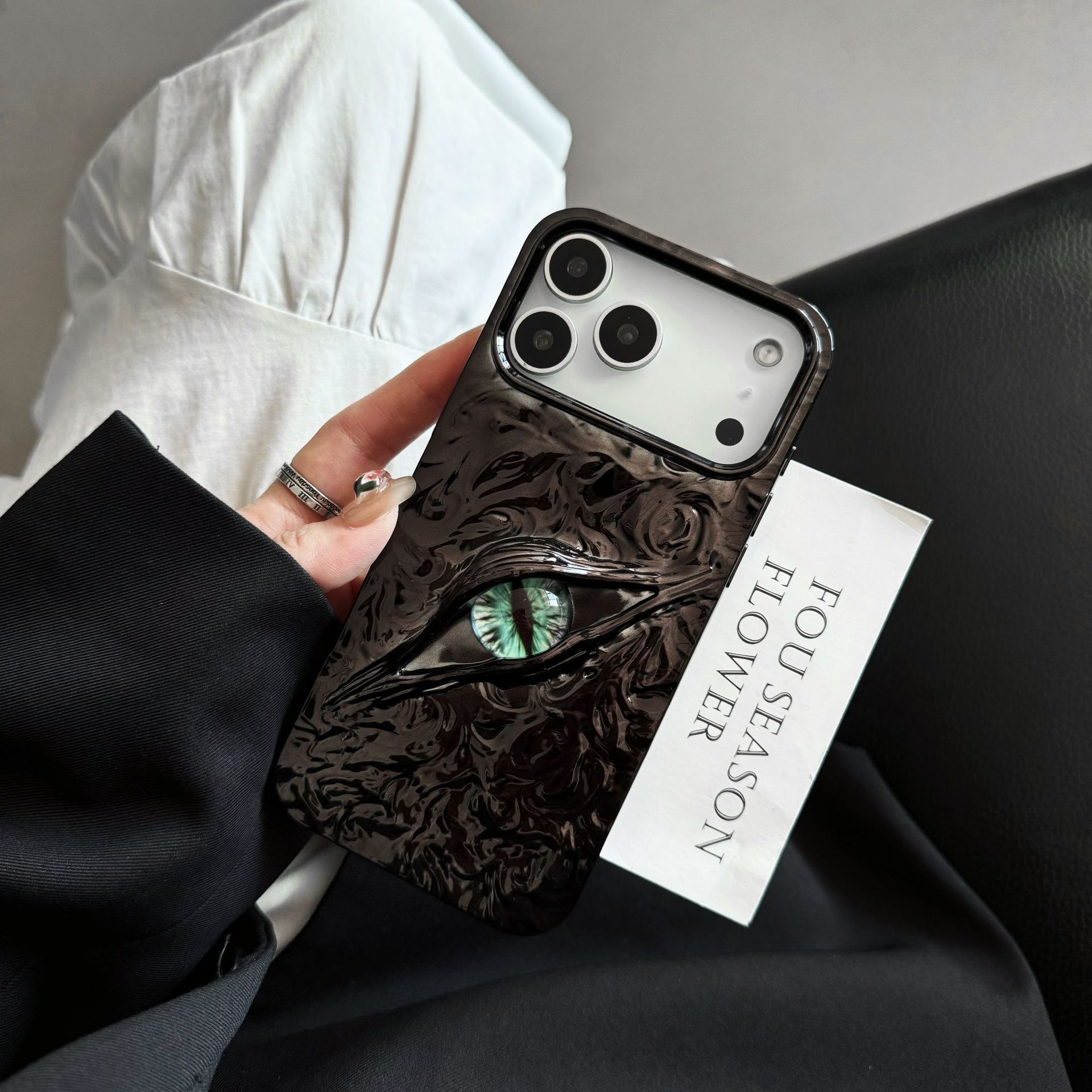 iPhones 17 covers | iPhone covers -High-grade Electroplated Tin Paper Pattern Stereo Eyes Phone Case