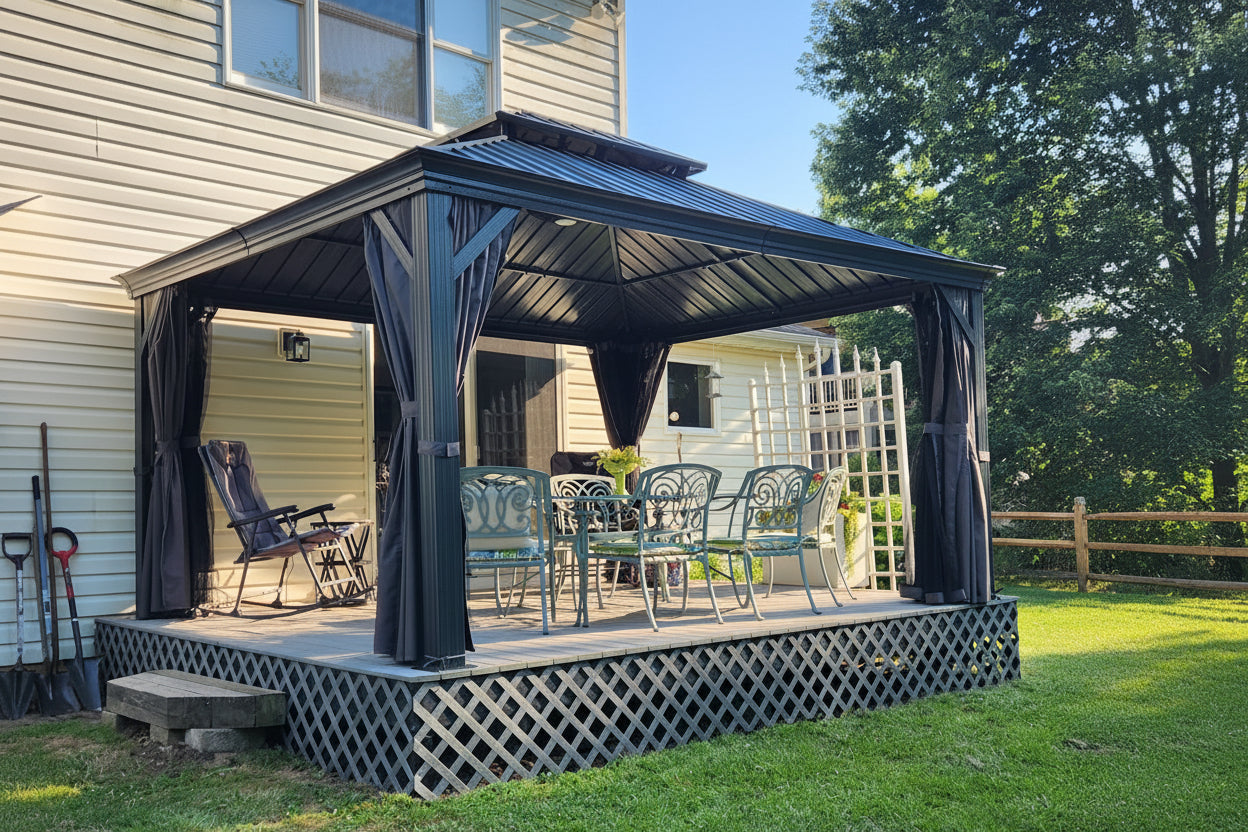 12  X 14  Hardtop Gazebo Permanent Aluminum Outdoor
