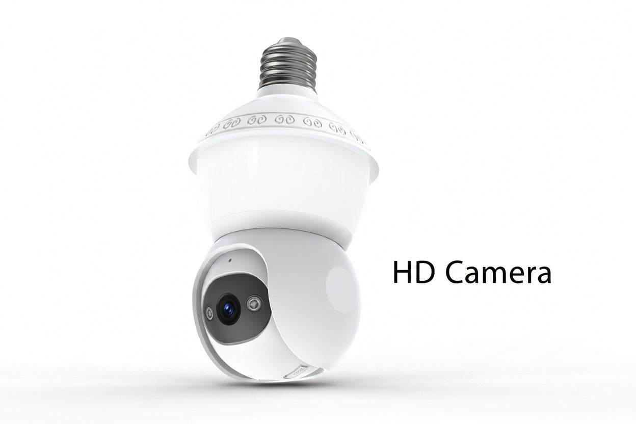 PTZ Lampenkamera E27 Vollfarbige Panoramische HD-WLAN-Glühbirnenüberwachung CMOS für Zuhause Schwenk-/Neigefunktion Cloud