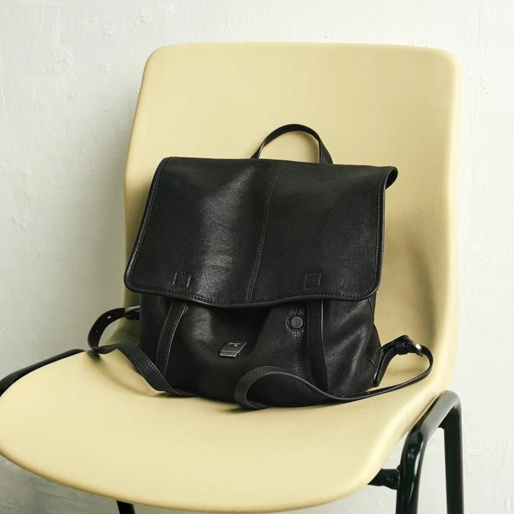 Vegetable-Tanned Leather Messenger Backpack
