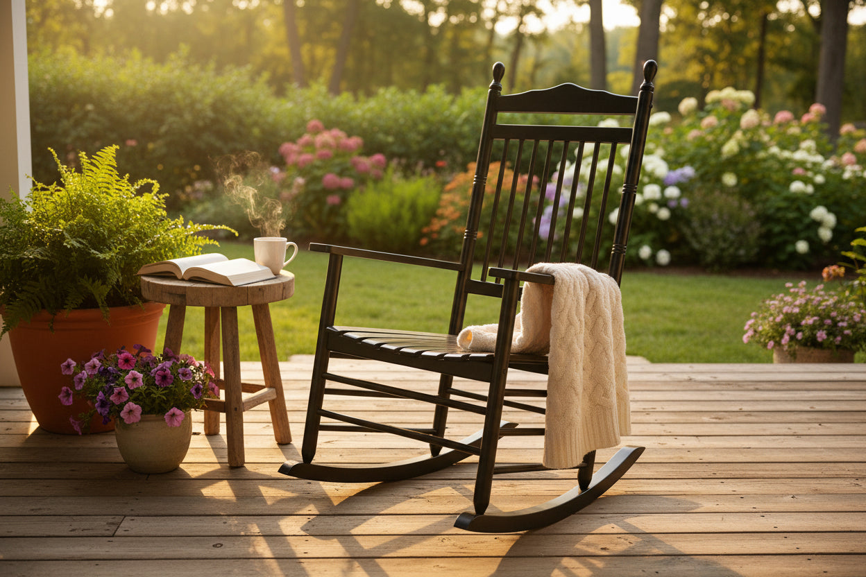 BALCONY PORCH ADULT ROCKING CHAIR - BLACK